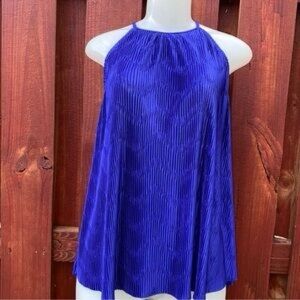 Worthington Royal Blue Pleated Halter Blouse